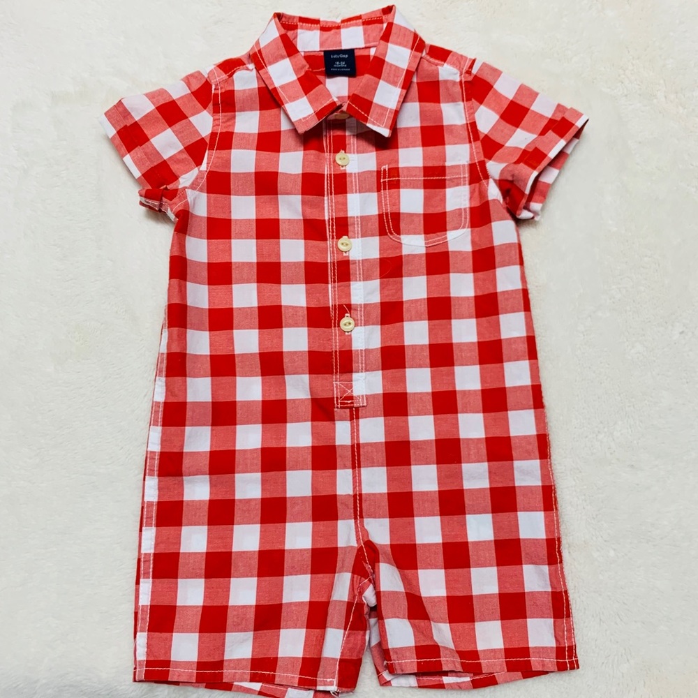 BabyGap 18-24 mo Red Checkered Romper